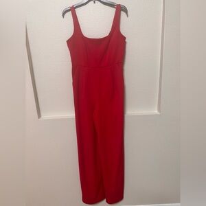 Calvin Klein Scarlet Sleeveless Straight-Leg Jumpsuit